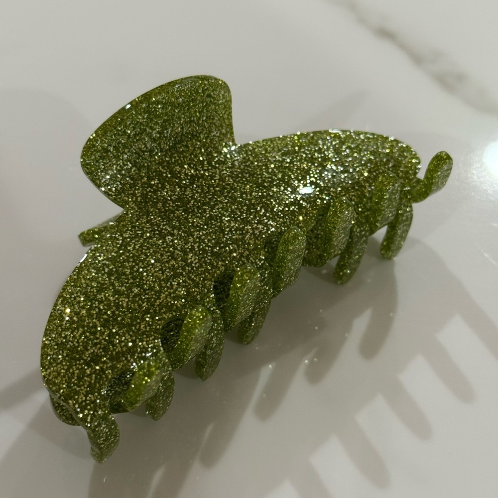 Emi Jay big effing clip in green glitter